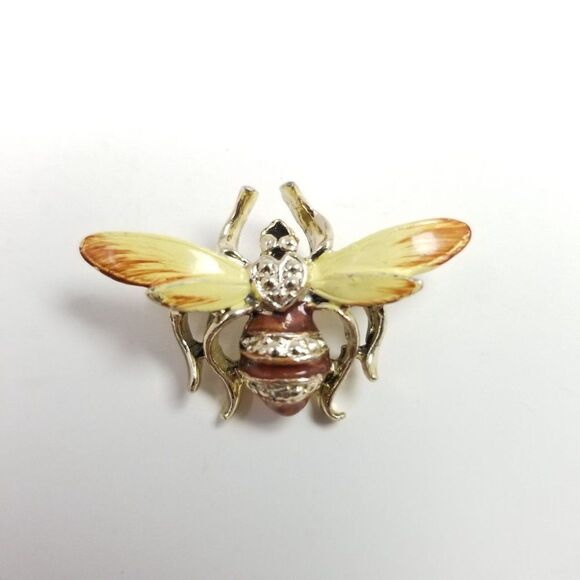 Vintage Insect Shape Brooch, Enamel Detail, Wasp, Hornet Bee Bug, Retro Estate - Picture 6 of 6